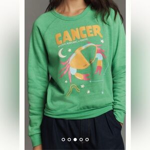 Anthropologie Midnight Rider Carolita Zodiac Cancer Sweatshirt Green NWT Size XS